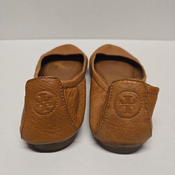 Tory Burch Eddie Tan Leather Ballet Flats 9 - Picture 4 of 9